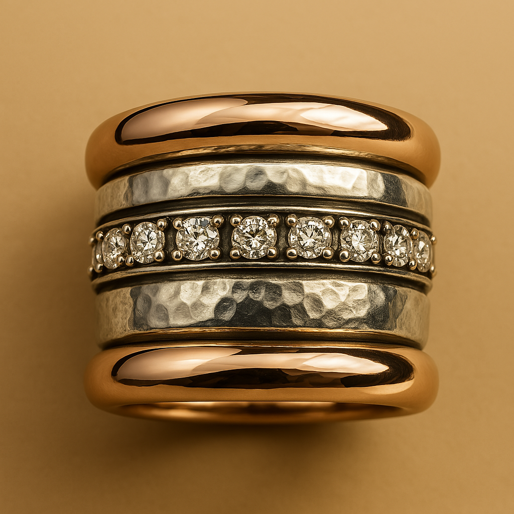 Retro Lagdelt Tykk Guld Ring