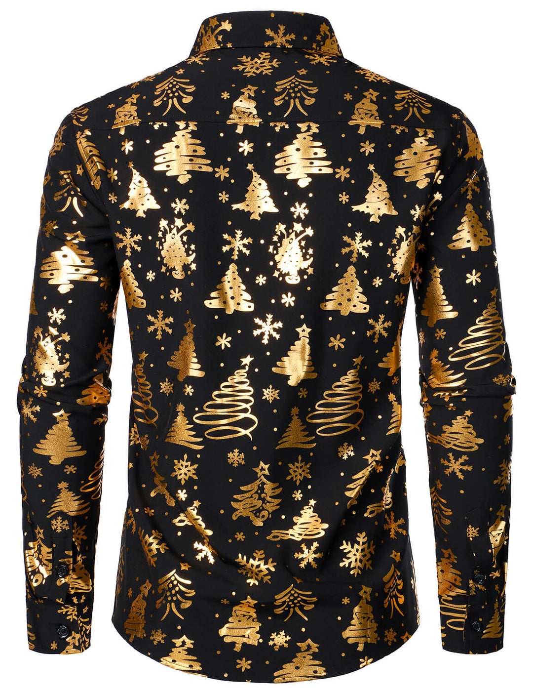 "Herre Guld Jul Print Sort Langærmet Skjorte" could be rewritten as "Herre Sort Langærmet Skjorte med Guld Jul Print".