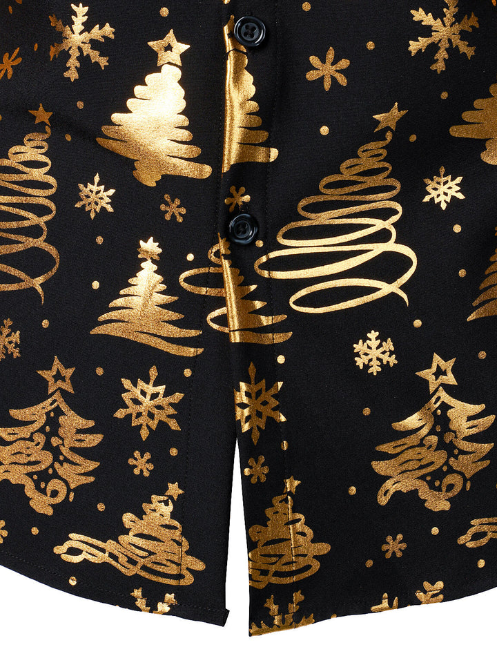 "Herre Guld Jul Print Sort Langærmet Skjorte" could be rewritten as "Herre Sort Langærmet Skjorte med Guld Jul Print".