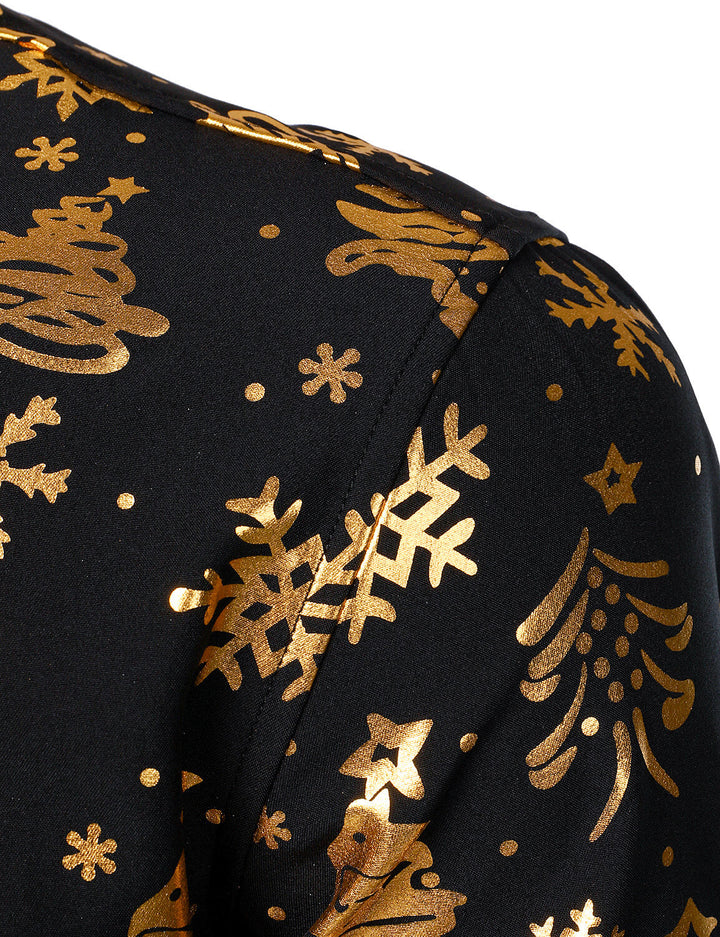 "Herre Guld Jul Print Sort Langærmet Skjorte" could be rewritten as "Herre Sort Langærmet Skjorte med Guld Jul Print".