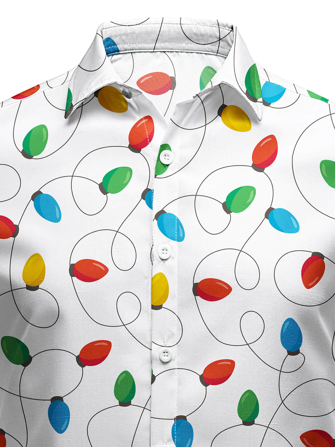 Herre Langærmet Jul Skjorte med Xmas Lyskæde