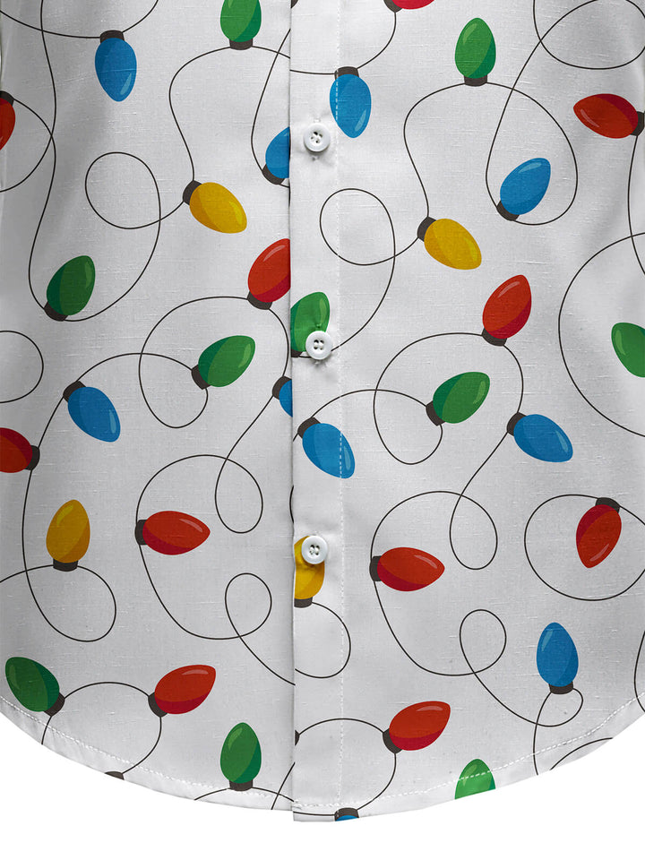 Herre Langærmet Jul Skjorte med Xmas Lyskæde