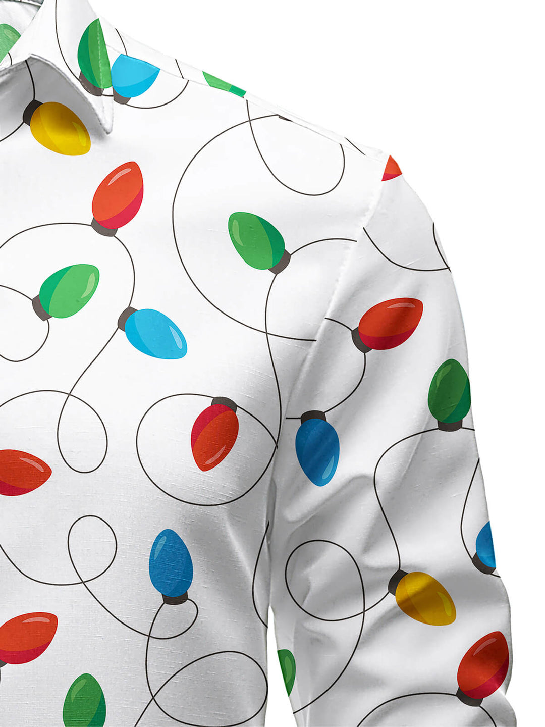 Herre Langærmet Jul Skjorte med Xmas Lyskæde