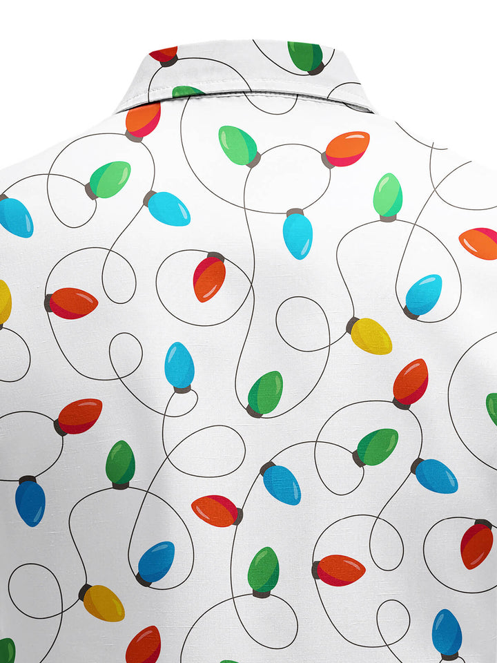 Herre Langærmet Jul Skjorte med Xmas Lyskæde