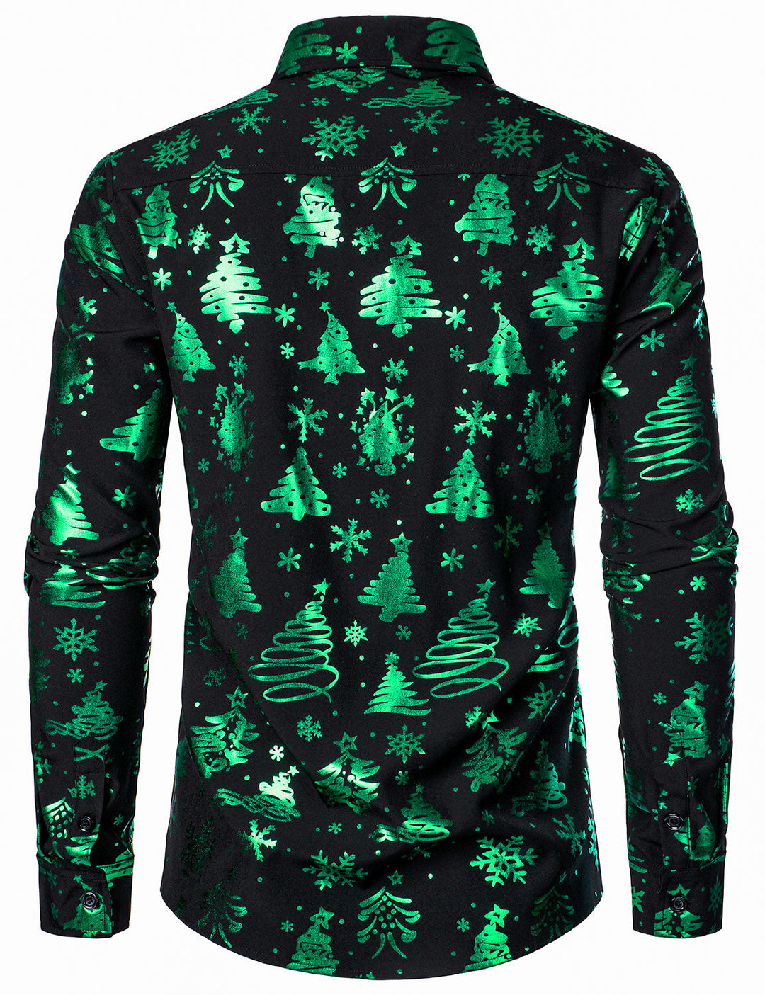 Herre Grøn Langærmet Skjorte med Jul Print - Regular Fit