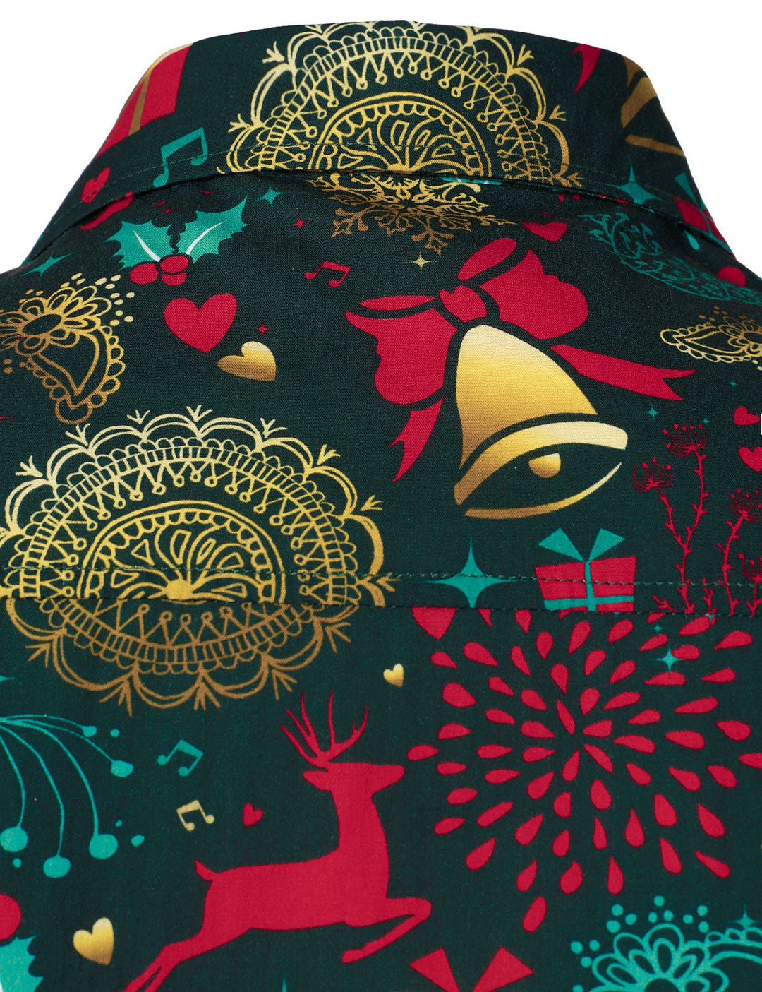 Herre Langærmet Skjorte med Jule Rensdyr Motif i Bomuld