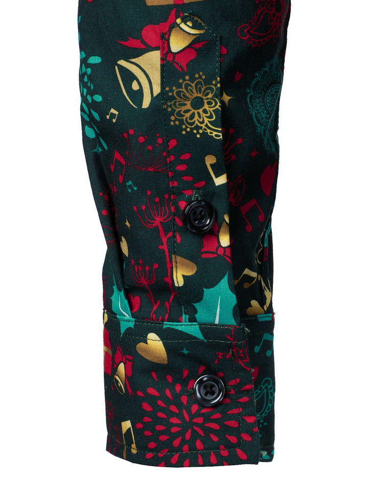 Herre Langærmet Skjorte med Jule Rensdyr Motif i Bomuld