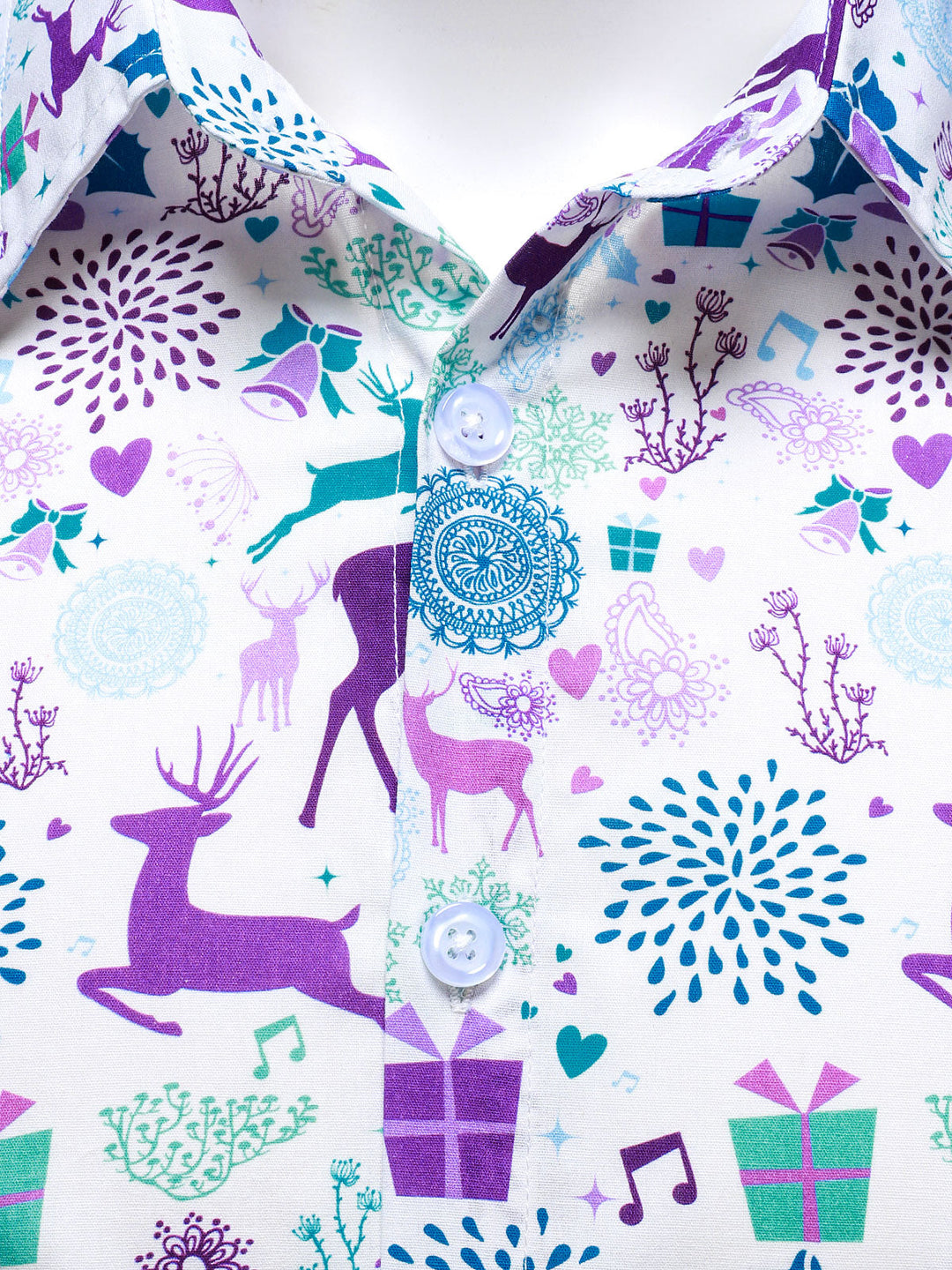 Herre Jule Rensdyr Festlig Print Langærmet Skjorte til Ferie