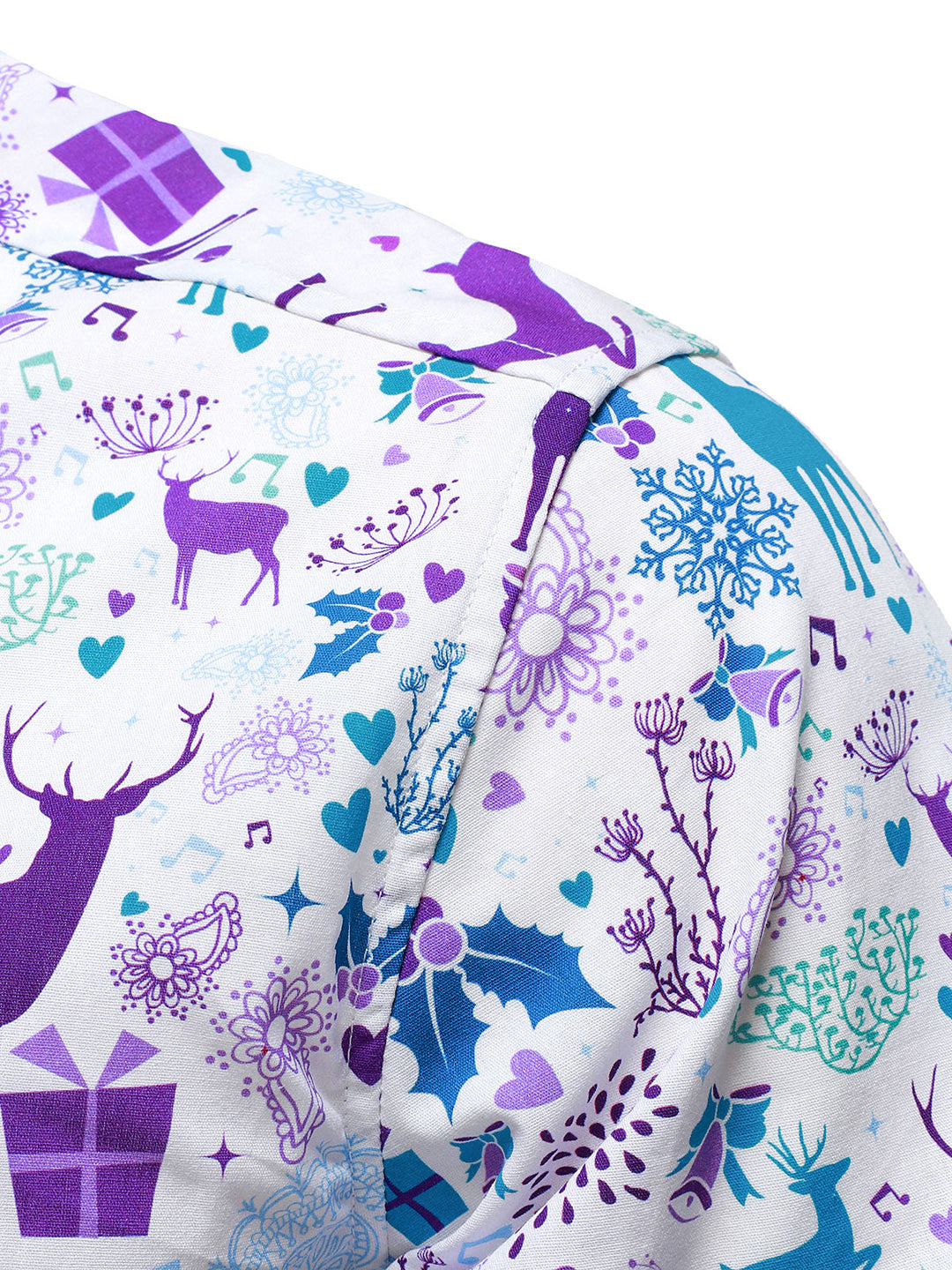 Herre Jule Rensdyr Festlig Print Langærmet Skjorte til Ferie