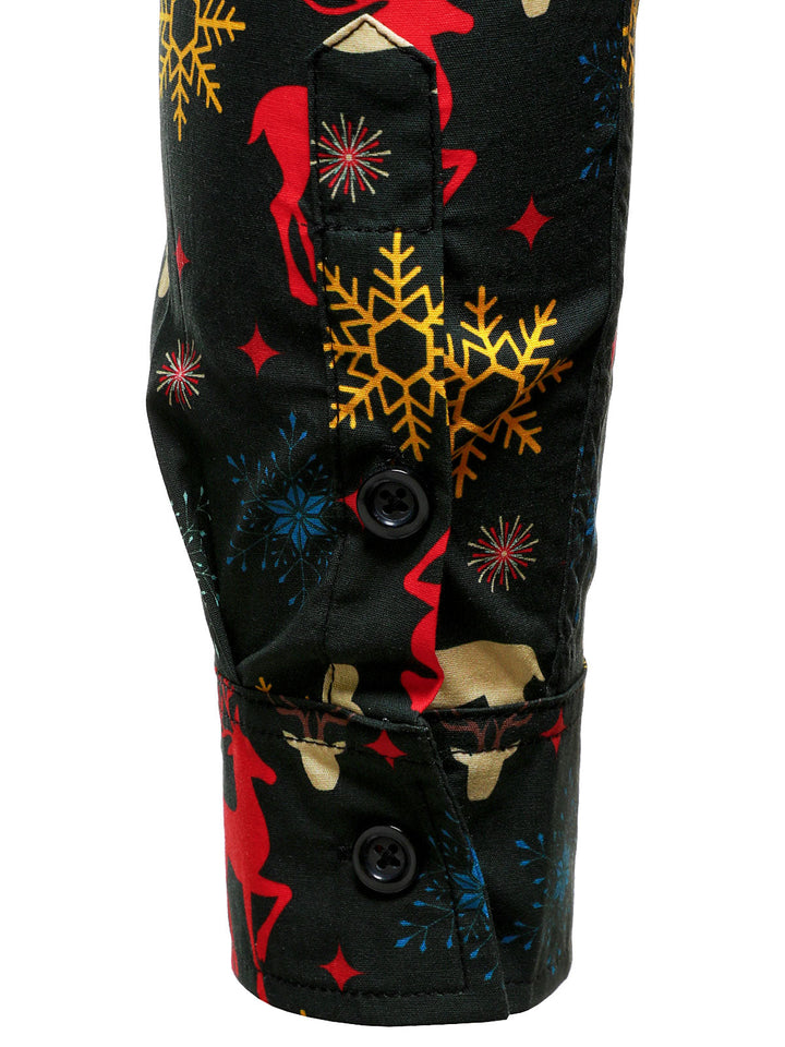 Herre Langærmet Skjorte med Jule-tema og Rensdyrmotiv