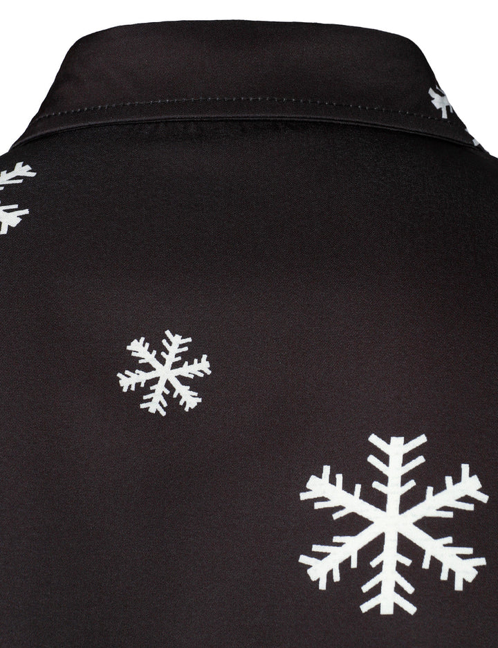 Herre Julemand Knappet Sort Langærmet Skjorte med Sjovt Design