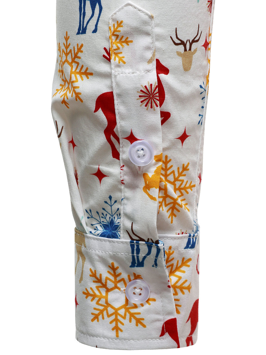 Herre Langærmet Skjorte med Juletema - Festlige Rensdyr og Snefnug i Hvid