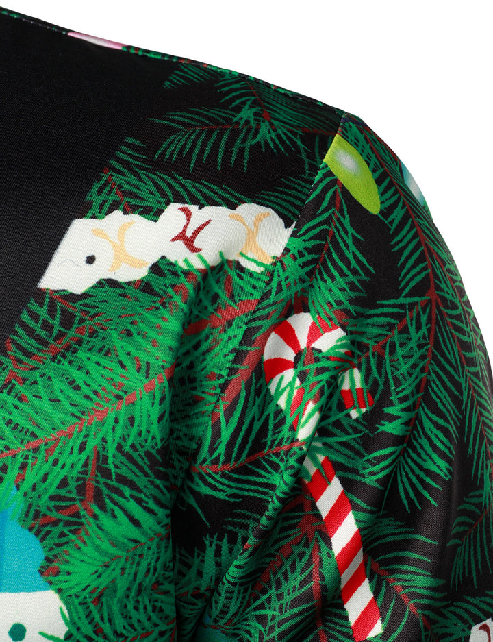 Herre Juletræ Camo Print Regular Fit Sjovt Tematisk Langærmet Skjorte