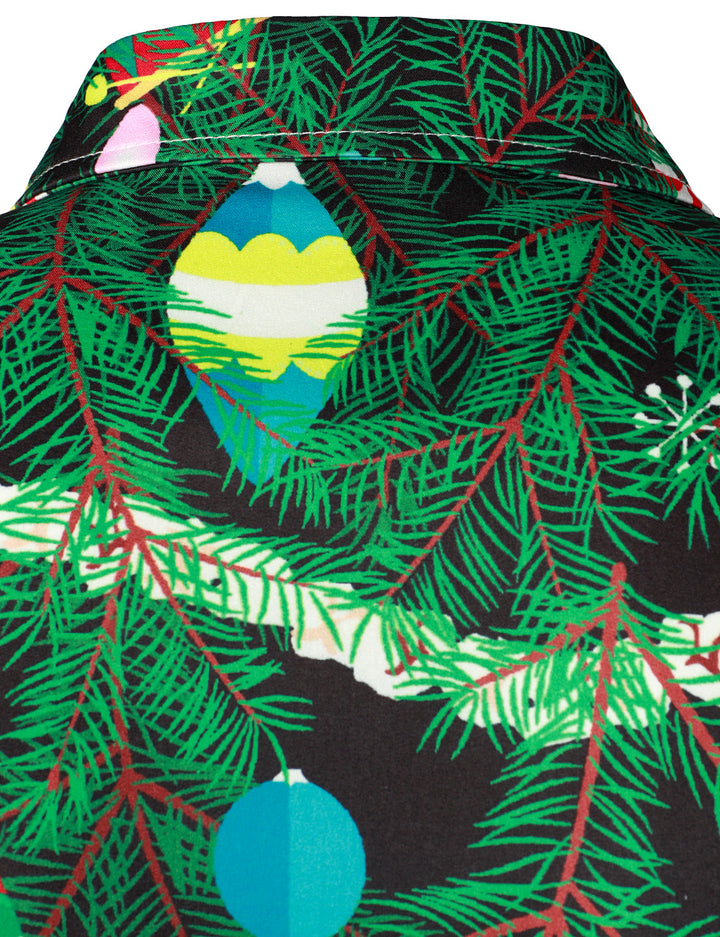 Herre Juletræ Camo Print Regular Fit Sjovt Tematisk Langærmet Skjorte