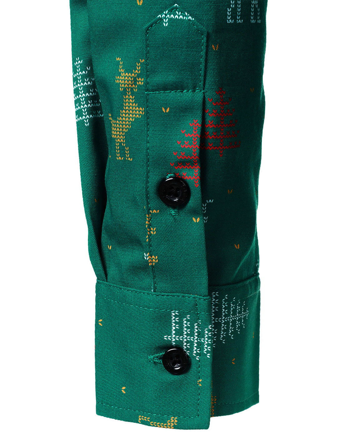 Herre Langærmet Skjorte med Juletræ og Elg Print - Åndbar Grøn