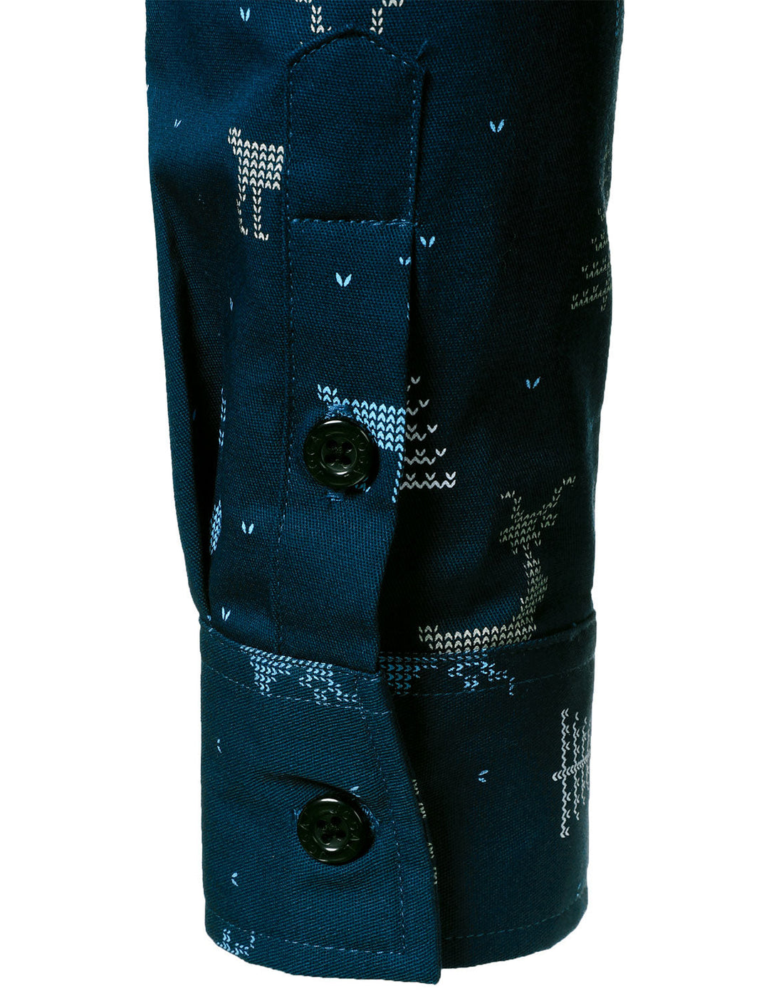 Herre Marineblå Langærmet Skjorte med Juletræ og Elg Print