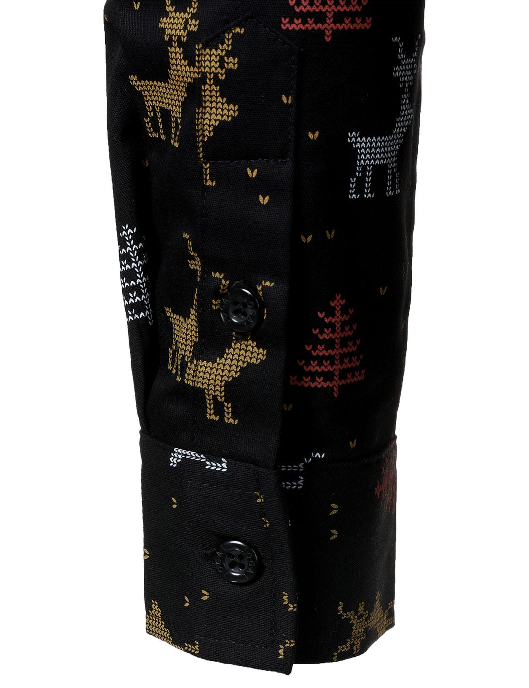 Herre Langærmet Skjorte med Juletræ og Elg Print - Åndbar Sort