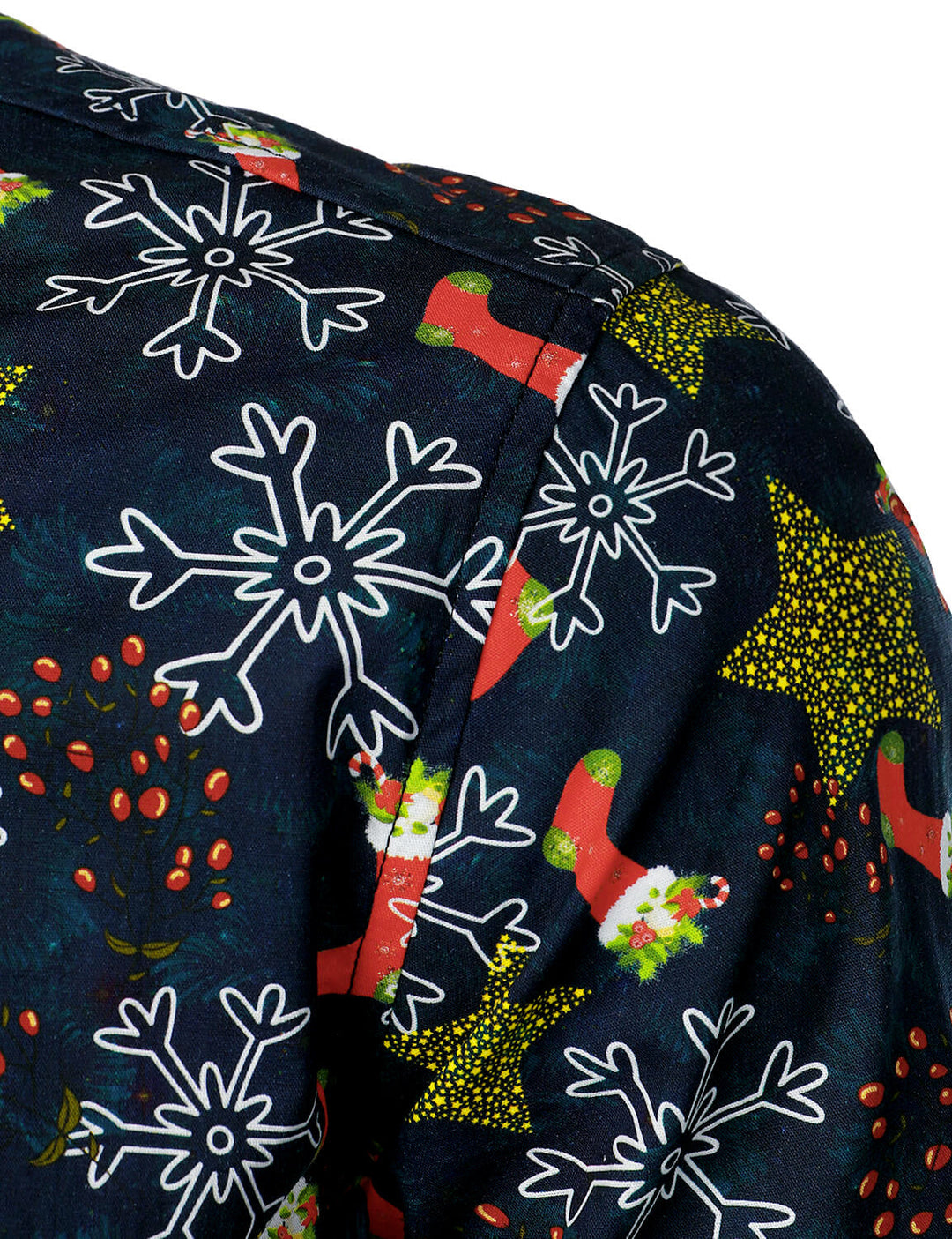 Herre Langærmet Skjorte med Juletryk i Bomuld