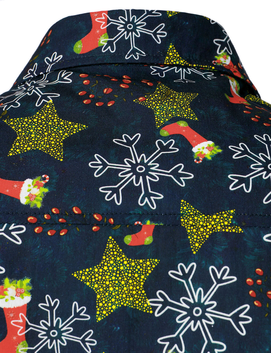 Herre Langærmet Skjorte med Juletryk i Bomuld