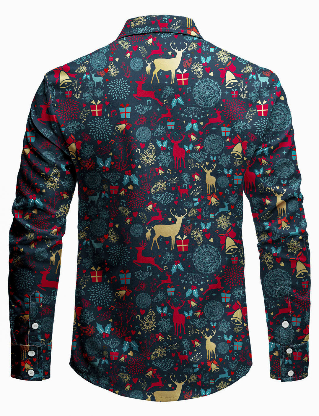 Herre Vintage Jule Rensdyr Print Ferie Langærmet Skjorte