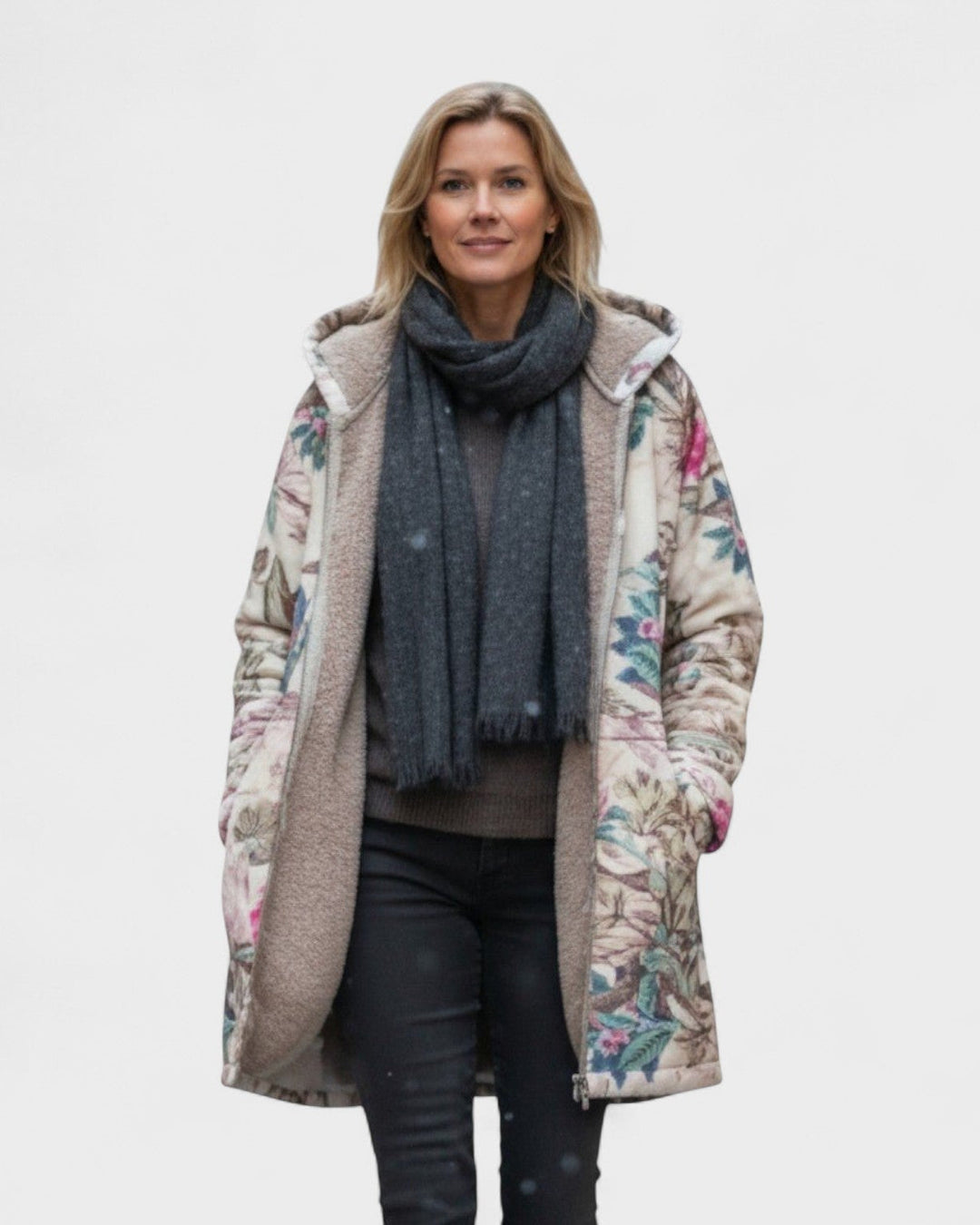 Ivy - Blomstret fleecejakke