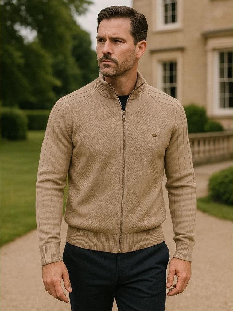 Jacquard | Strikket Cardigan med Lynlås