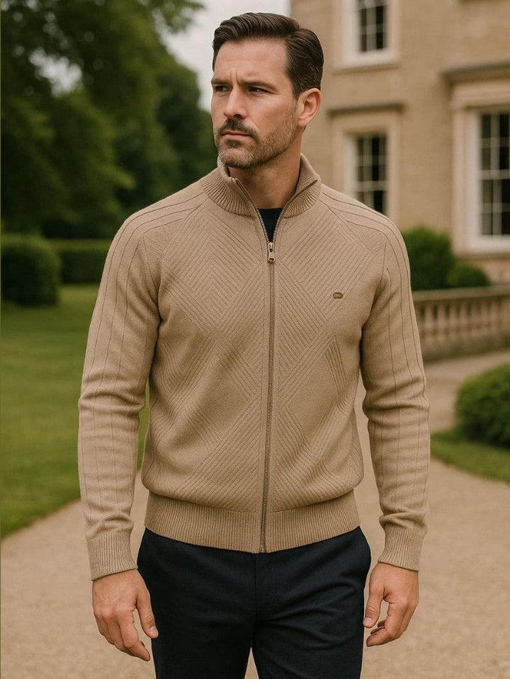 Jacquard | Strikket Cardigan med Lynlås