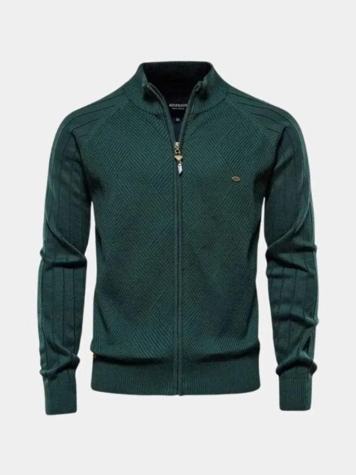 Jacquard | Strikket Cardigan med Lynlås
