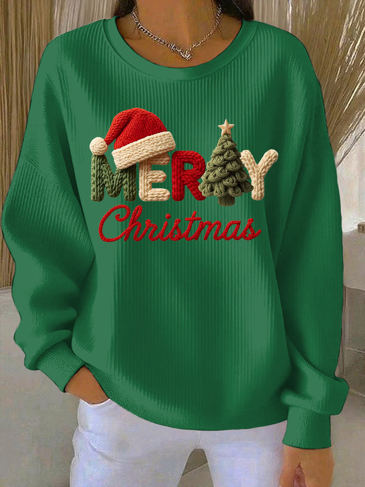 Casual Sweatshirt with Women's Christmas Print