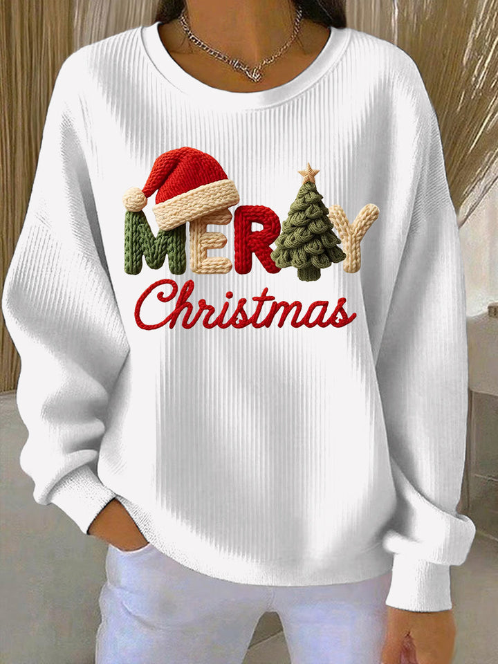 Casual Sweatshirt with Women's Christmas Print