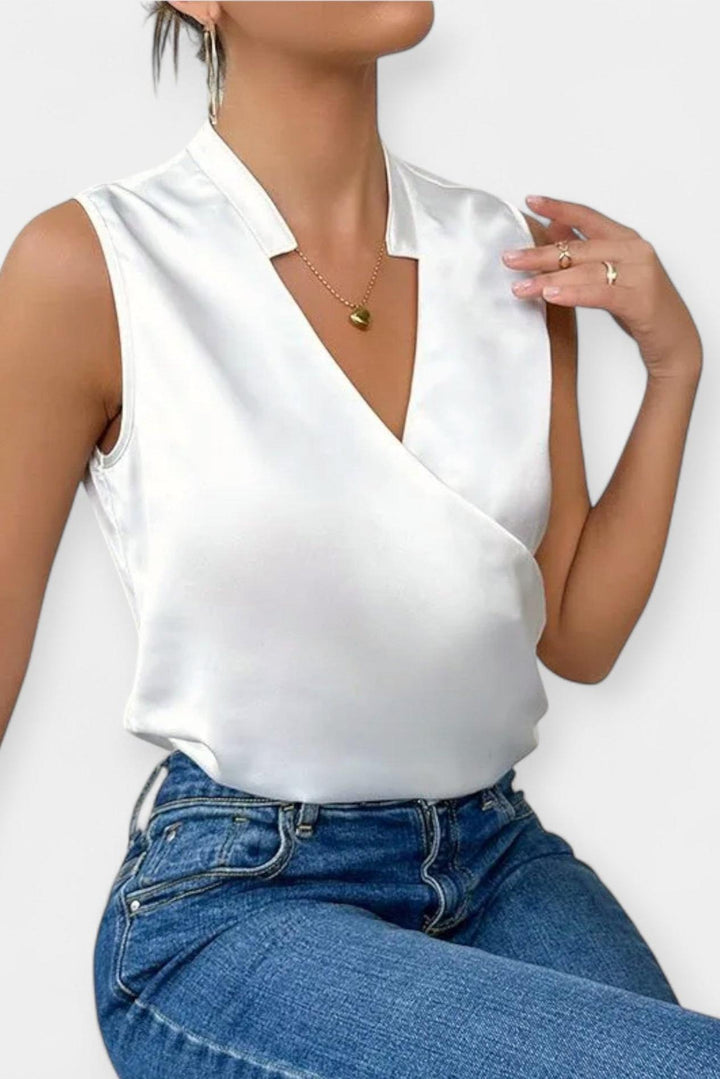 Laura | Mønstret Ærmeløs Bluse