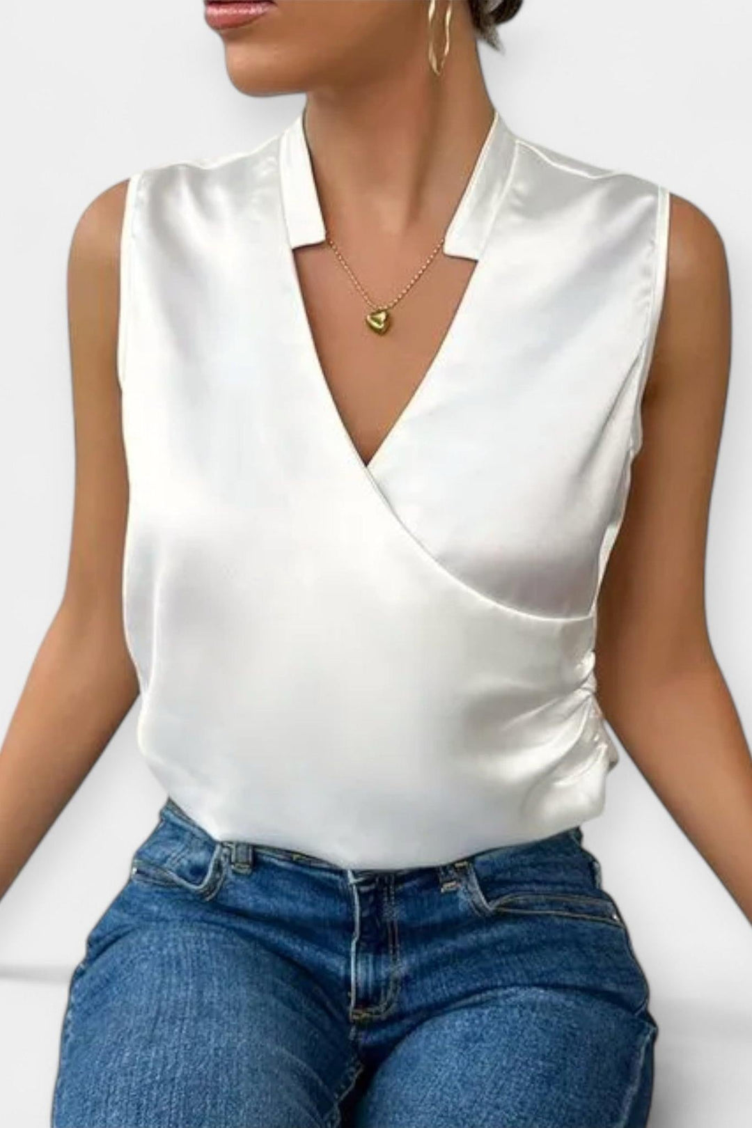 Laura | Mønstret Ærmeløs Bluse