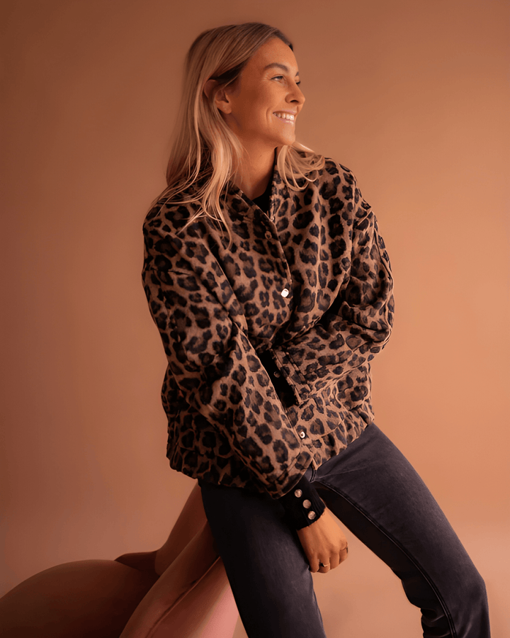 Leona | Leopard Print Bomber Jacket