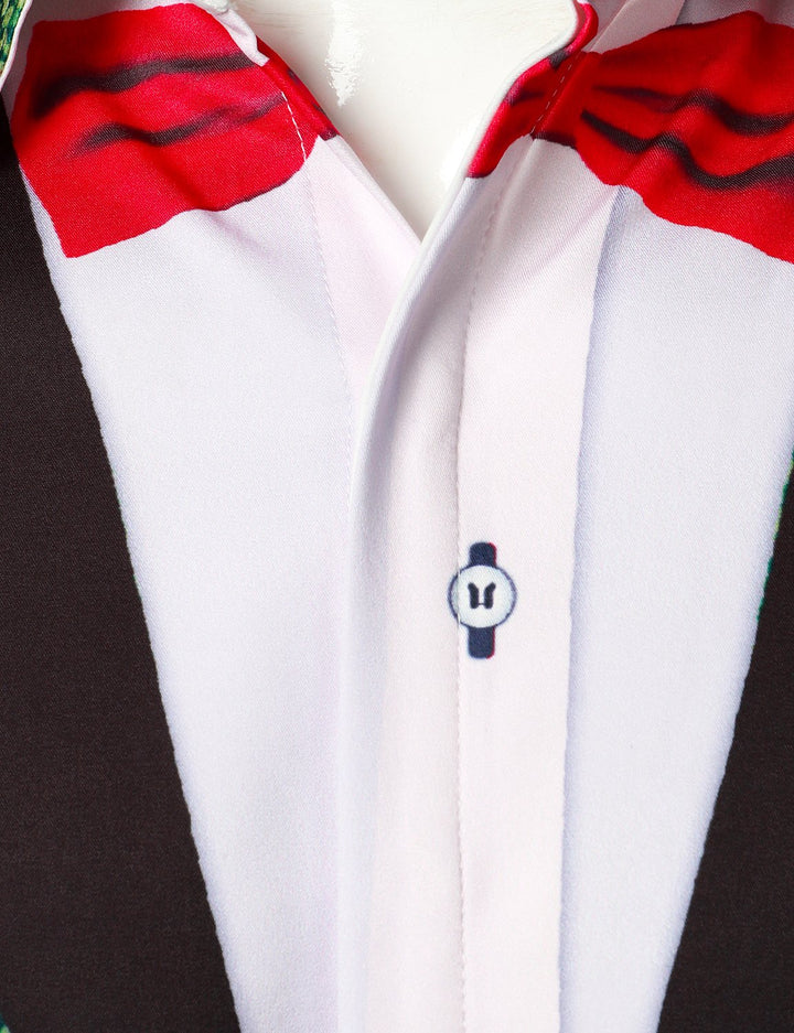 Herre Juletræ Sjovt Outfit - Grøn Langærmet Skjorte med Knapper til Juletema