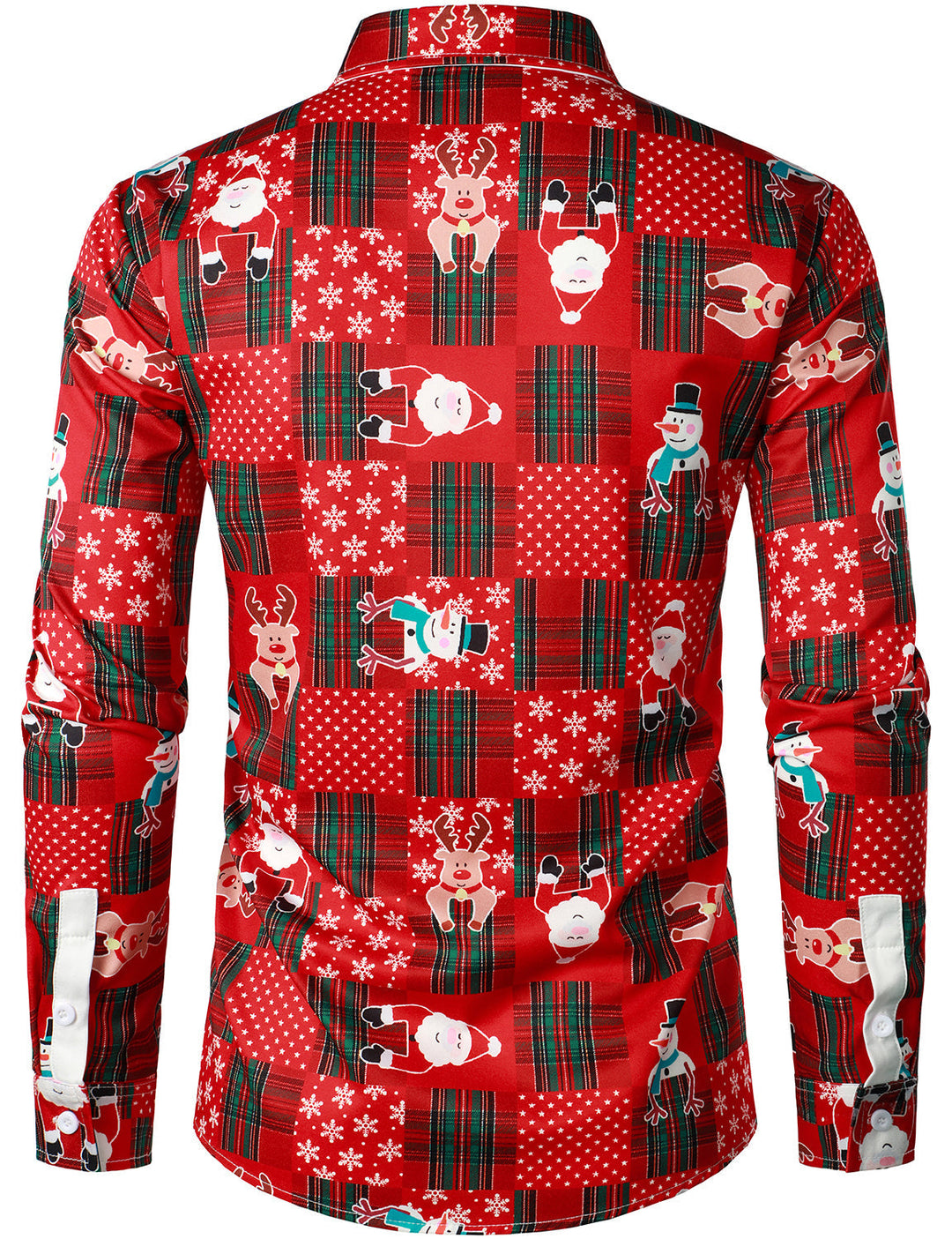 Herre Vintage Rød Tartan Sjov Ferie Jul Langærmet Skjorte