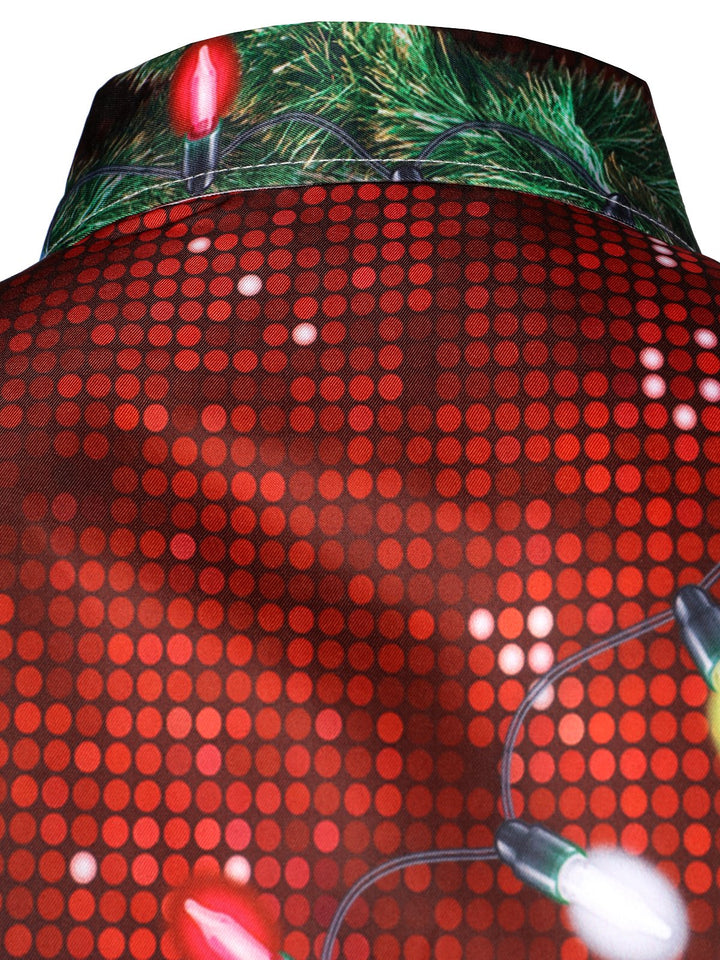 Herre Julefest T-shirt med sjovt tema - Langærmet Knap-ned Skjorte til Ferie