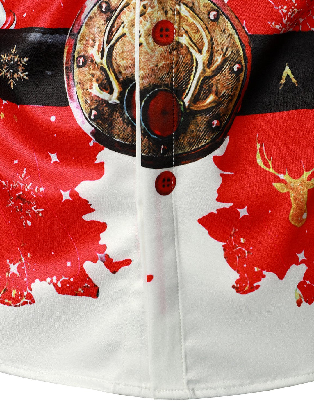 Juleinspireret rød herreskjorte med knap-ned og lange ærmer - perfekt til ferien