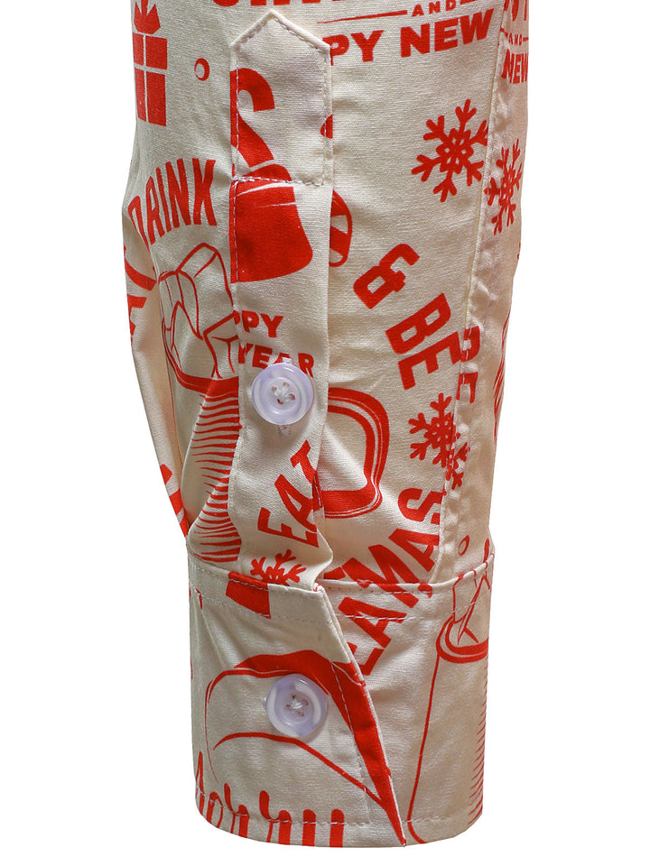 Beige Mænds Juletrøje med Sjovt Vintage Design og Lange Ærmer