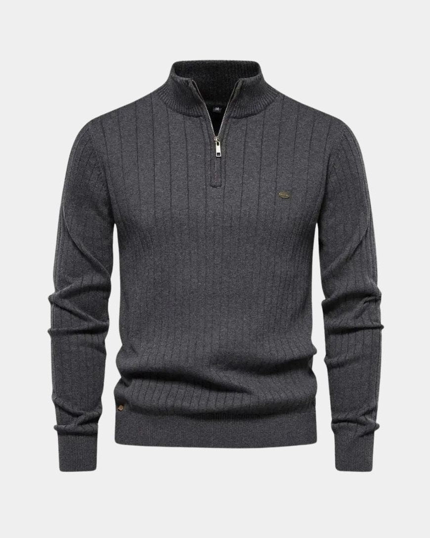 "Mikkel™ | Halvzip Bomuldstrøje" can be rewritten as "Mikkel™ | Half-Zip Cotton Sweater".
