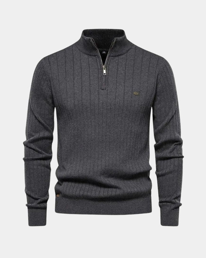 "Mikkel™ | Halvzip Bomuldstrøje" can be rewritten as "Mikkel™ | Half-Zip Cotton Sweater".