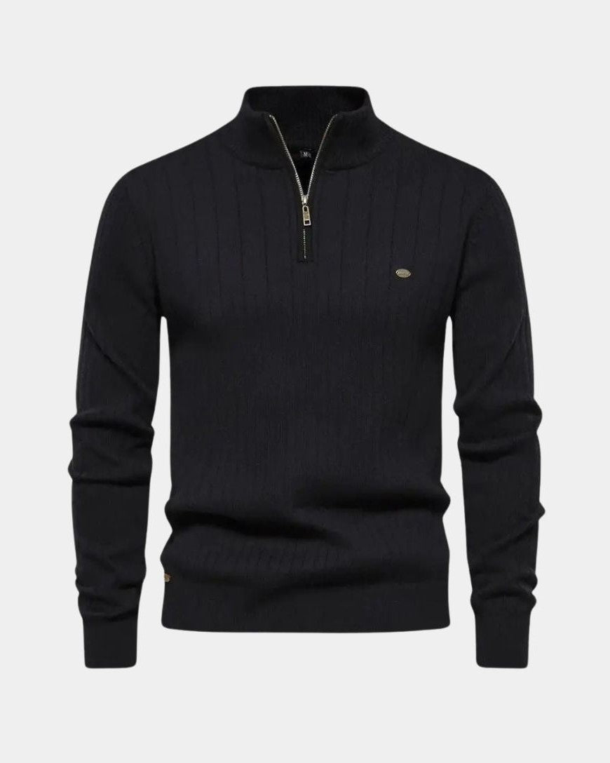 "Mikkel™ | Halvzip Bomuldstrøje" can be rewritten as "Mikkel™ | Half-Zip Cotton Sweater".