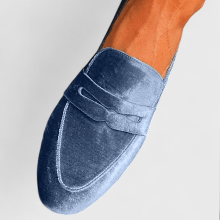Olivia | Velvet Blue Loafers