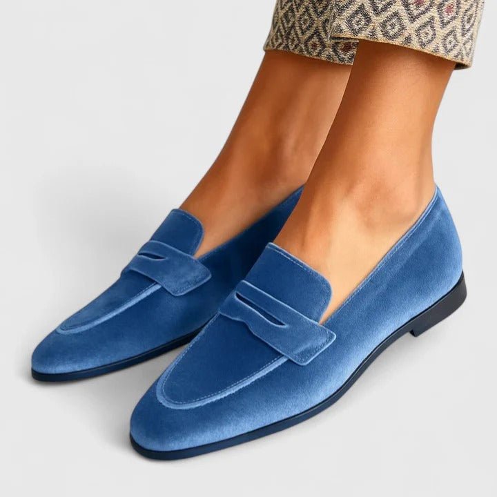 Olivia | Velvet Blue Loafers