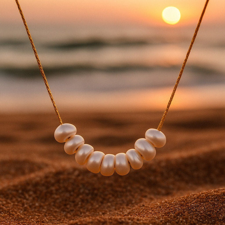 Olivia | Gold-Trimmed Pearl Necklace