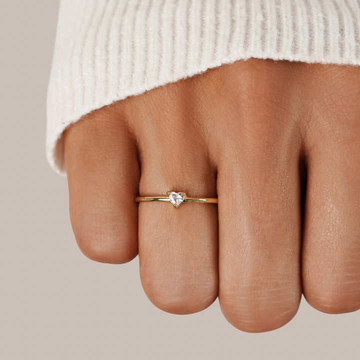 Krystal Hjerte Ring