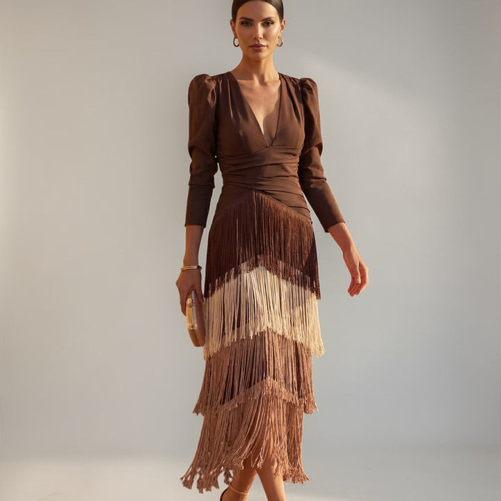 Sofia | Kjole med Fringed Detailing
