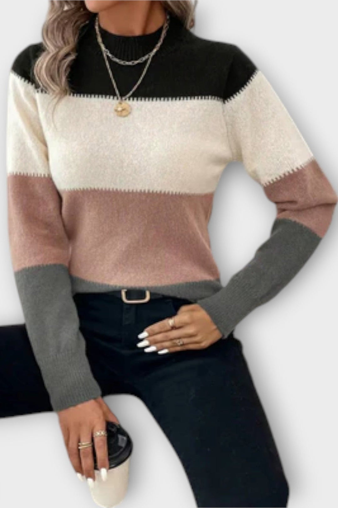 Vibeke | Stribet strikket sweater