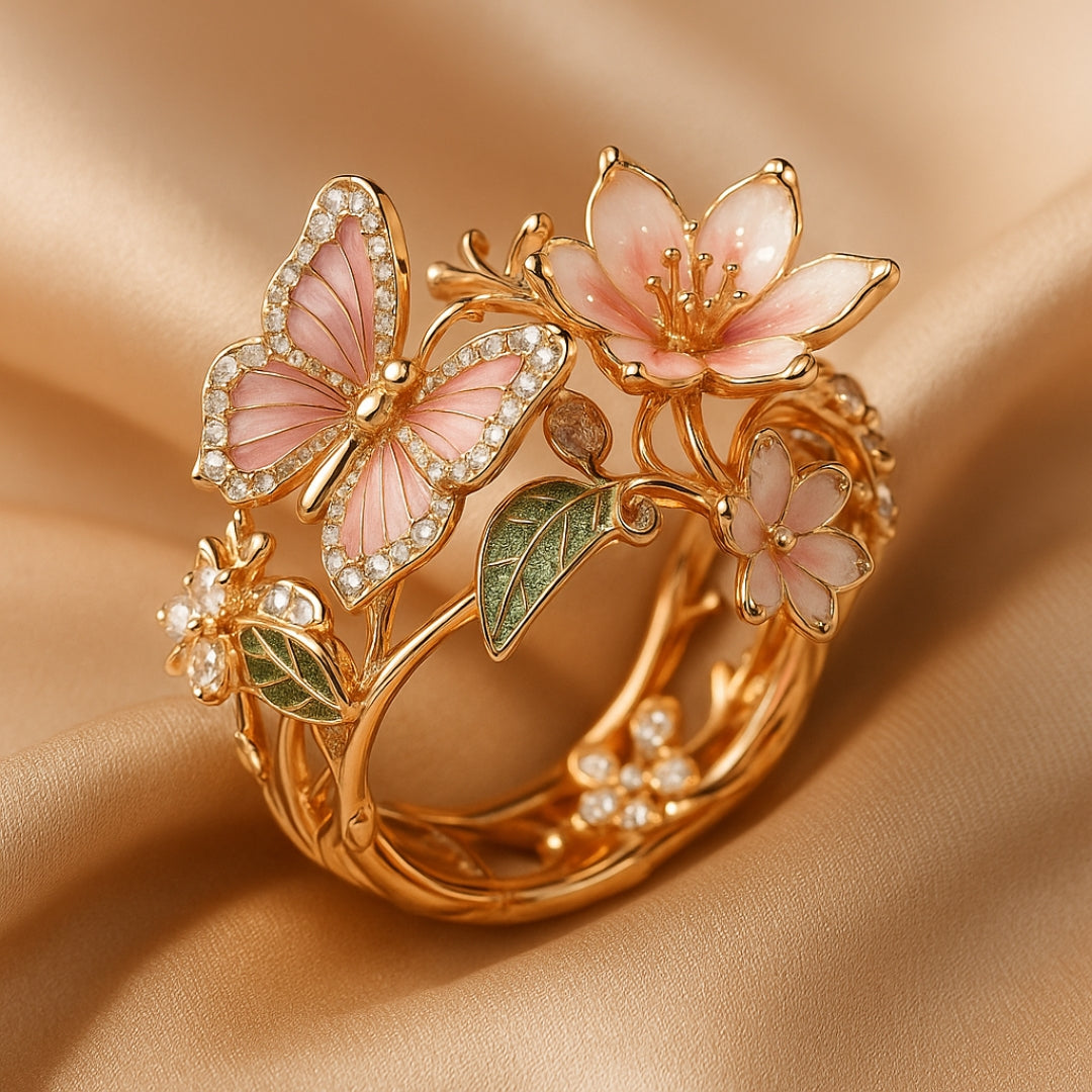 Naturlig Lysende Sommerfugl Zirconia Ring