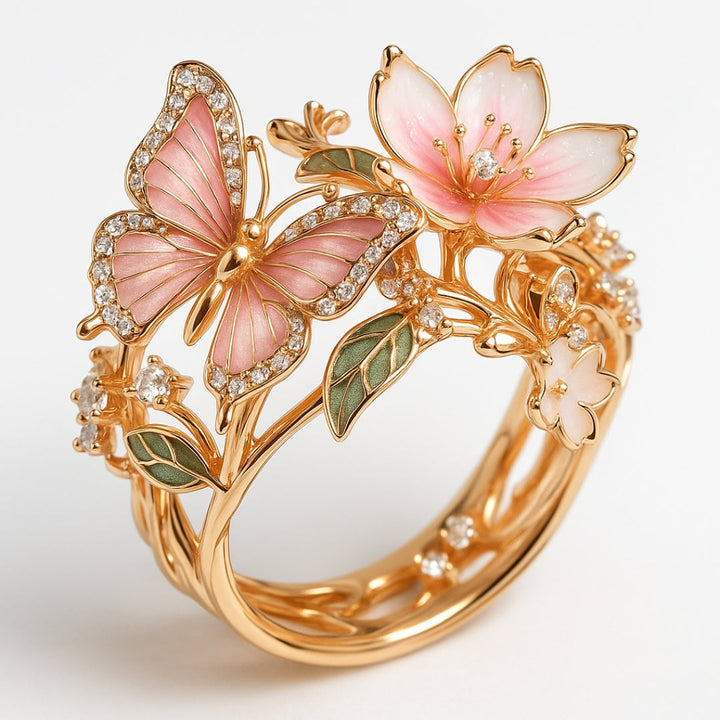 Naturlig Lysende Sommerfugl Zirconia Ring