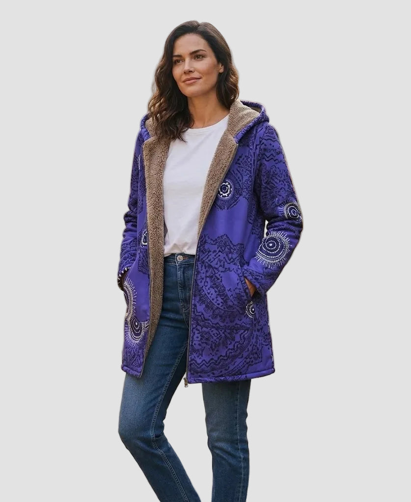 Luna - Midnatsblå blomstret jakke